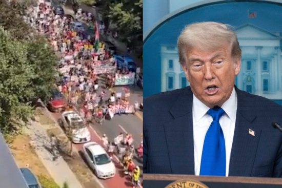 Miles de manifestantes marcharon en Washington contra la administración Trump, rechazando la militarización y políticas antiinmigrantes.