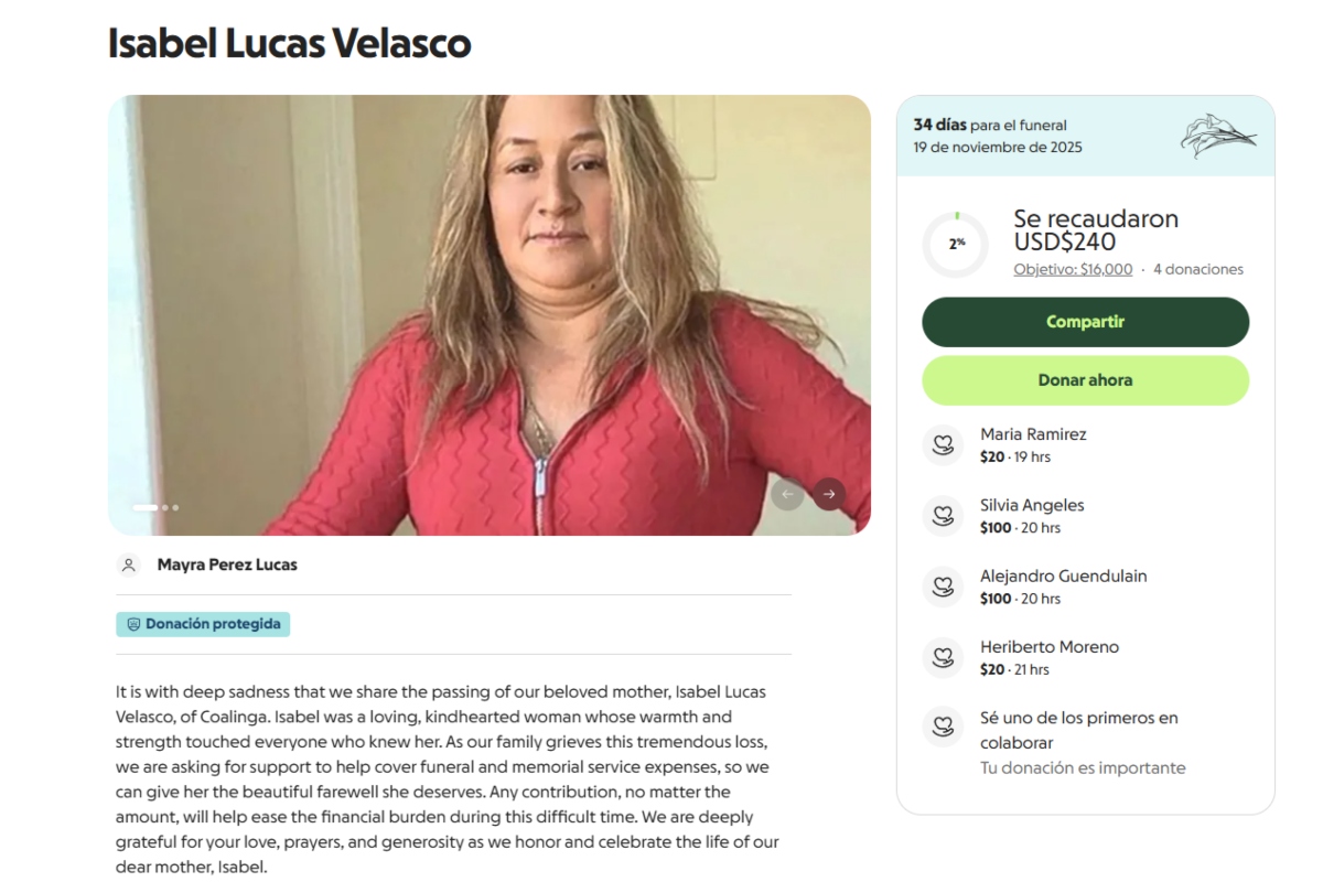 Isabel Lucas Velasco Coalinga, mujer hispana asesinada, California MundoNOW